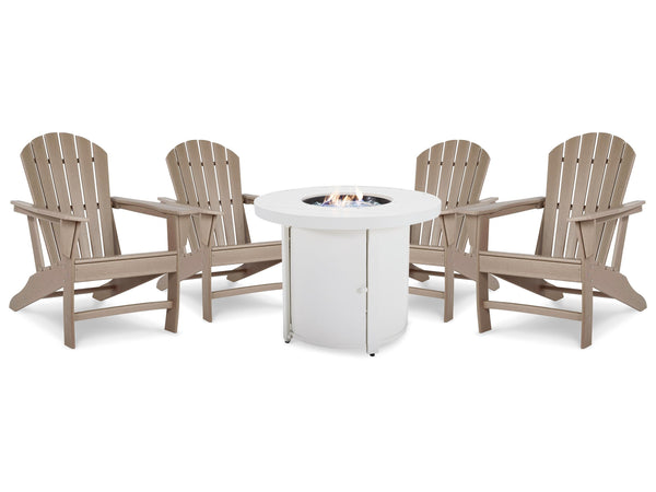 ASHLEY FURNITURE PKG014532 Outdoor Fire Pit Table and 4 Chairs