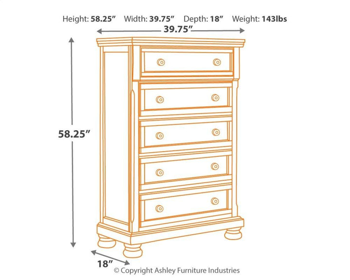 ASHLEY FURNITURE PKG006249 King Panel Bed With Mirrored Dresser and Chest