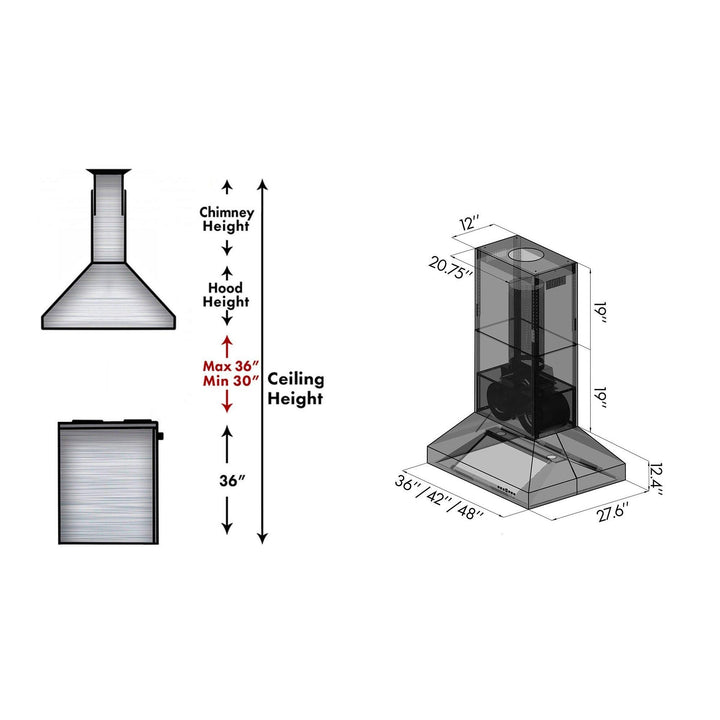 ZLINE KITCHEN AND BATH 697I36 ZLINE Ducted Island Mount Range Hood in Stainless Steel Size: 36 Inch