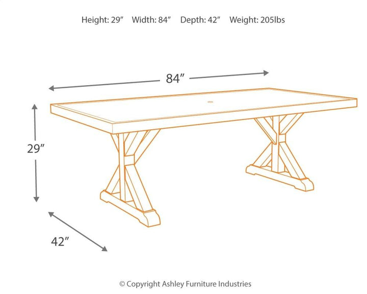 ASHLEY FURNITURE P791P5 Beachcroft Outdoor Dining Table With 4 Chairs and Bench