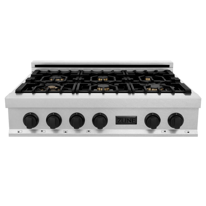 ZLINE KITCHEN AND BATH RTSZ36CB ZLINE Autograph Edition 36" Porcelain Rangetop with 6 Gas Burners in DuraSnow R Stainless Steel with Accents Size: Champagne Bronze