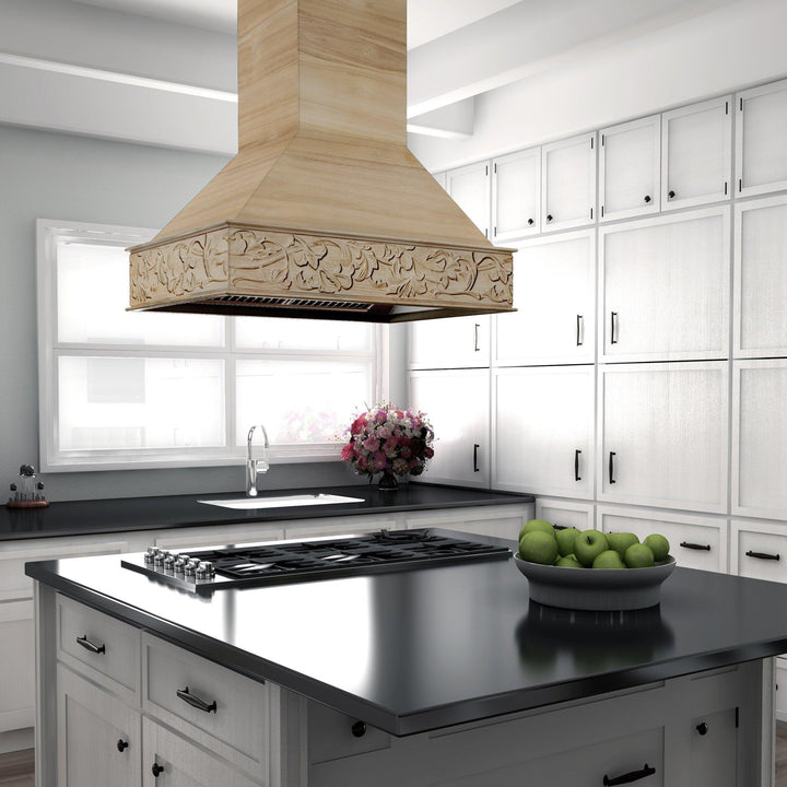 ZLINE KITCHEN AND BATH 9373UF36 ZLINE 36" Unfinished Wooden Island Mount Range Hood