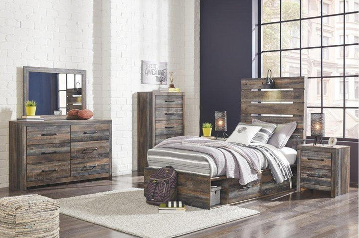 ASHLEY FURNITURE PKG007510 Twin Panel Headboard With Mirrored Dresser, Chest and Nightstand