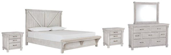 ASHLEY FURNITURE PKG006818 Queen Panel Bed With Mirrored Dresser and 2 Nightstands