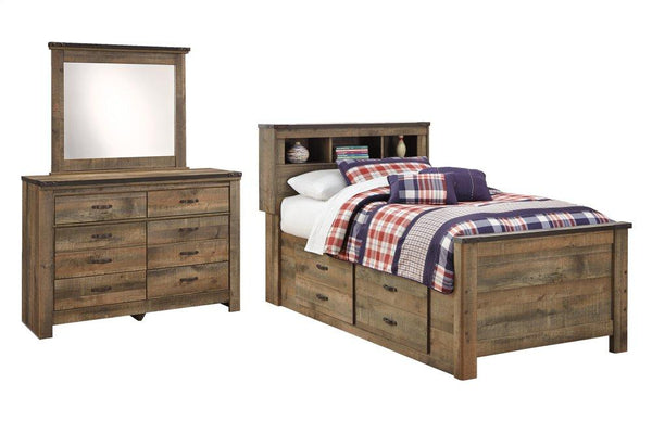 ASHLEY FURNITURE PKG005170 Twin Bookcase Bed With 2 Storage Drawers With Mirrored Dresser