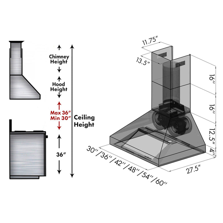 ZLINE KITCHEN AND BATH 697RS42400 ZLINE Single Remote Blower Wall Mount Range Hood in Stainless Steel Size: 42 Inch