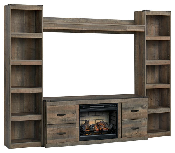 ASHLEY FURNITURE EW0446W9 Trinell 4-piece Entertainment Center With Electric Fireplace