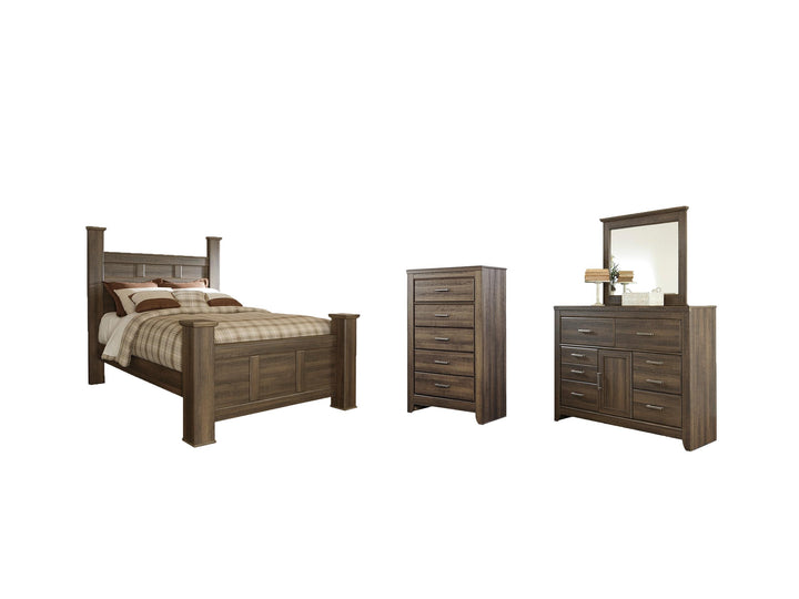 ASHLEY FURNITURE PKG004066 Queen Poster Bed With Mirrored Dresser and Chest