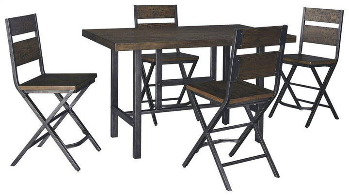 ASHLEY FURNITURE PKG000122 Counter Height Dining Table and 4 Barstools