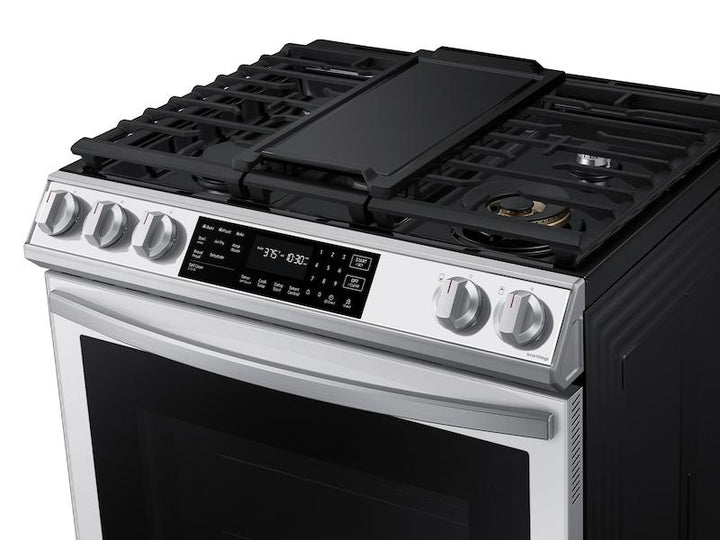 SAMSUNG NX60BB851112AA Bespoke 6.0 cu. ft. Smart Front Control Slide-In Gas Range with Air Fry & Wi-Fi in White Glass