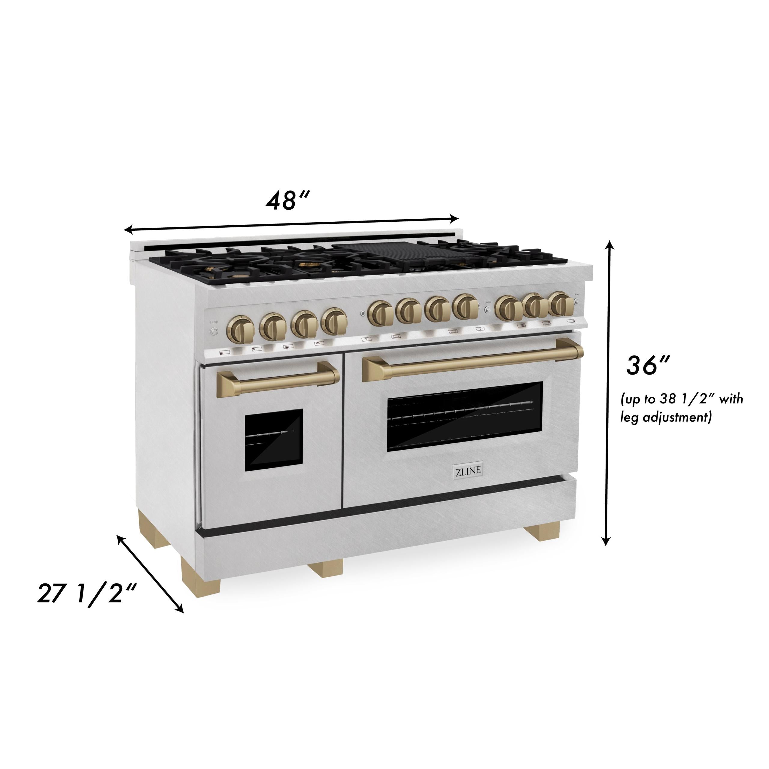 ZLINE KITCHEN AND BATH RGSZSN48MB ZLINE Autograph Edition 48" 6.0 cu. ft. Range with Gas Stove and Gas Oven in DuraSnow R Stainless Steel with Accents Color: Matte Black
