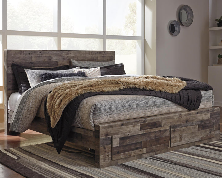 ASHLEY FURNITURE PKG003347 King Panel Bed With 2 Storage Drawers With Mirrored Dresser