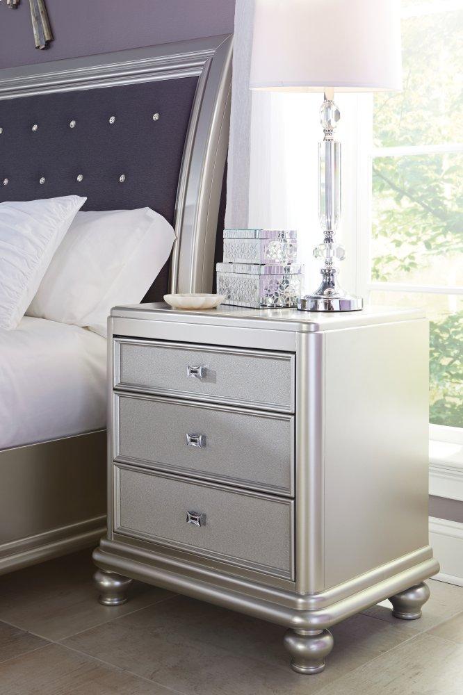 ASHLEY FURNITURE PKG007775 Queen Upholstered Bed With Mirrored Dresser, Chest and Nightstand