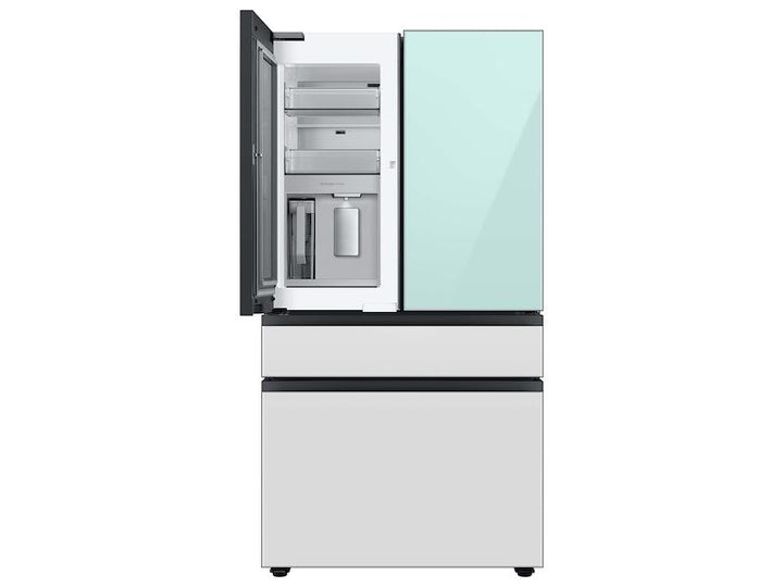 SAMSUNG RF29BB86004MAA Bespoke 4-Door French Door Refrigerator 29 cu. ft. with Beverage Center TM in Morning Blue Glass Top Panels and White Glass Middle and Bottom Panels