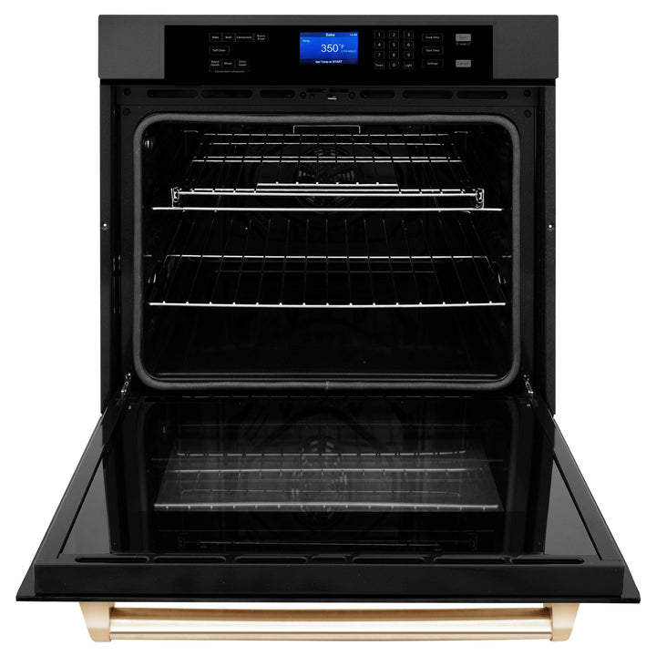 ZLINE KITCHEN AND BATH AWSZ30BSG ZLINE 30" Autograph Edition Single Wall Oven with Self Clean and True Convection in Black Stainless Steel Color: Gold