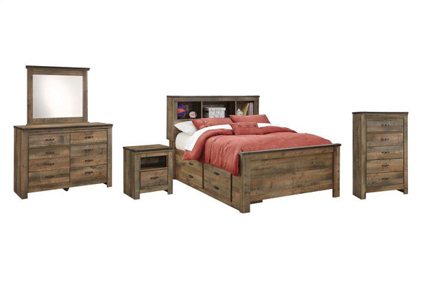 ASHLEY FURNITURE PKG005168 Full Panel Bed With 2 Storage Drawers With Mirrored Dresser, Chest and Nightstand