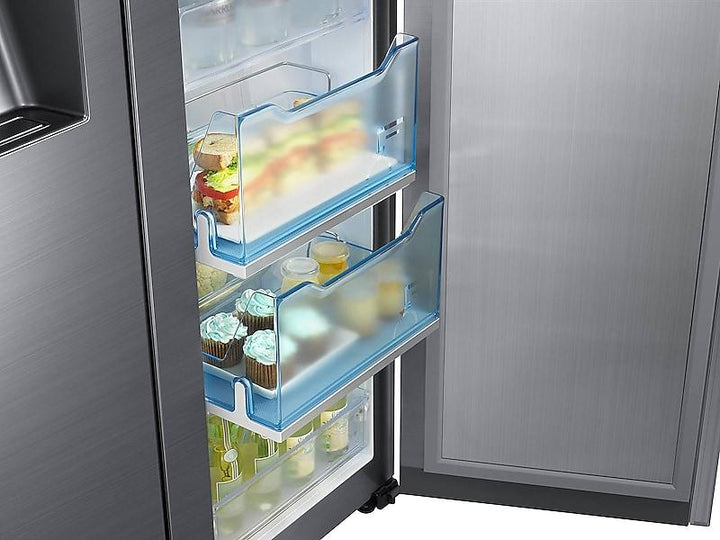 SAMSUNG RH22H9010SR 22 cu. ft. Food Showcase Counter Depth Side-by-Side Refrigerator with Metal Cooling in Stainless Steel