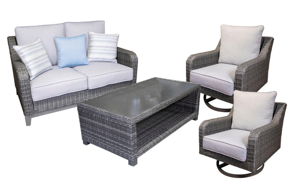 ASHLEY FURNITURE PKG012924 Outdoor Loveseat and 2 Lounge Chairs With Coffee Table