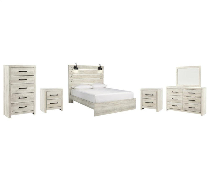 ASHLEY FURNITURE PKG003085 Queen Panel Bed With Mirrored Dresser, Chest and 2 Nightstands