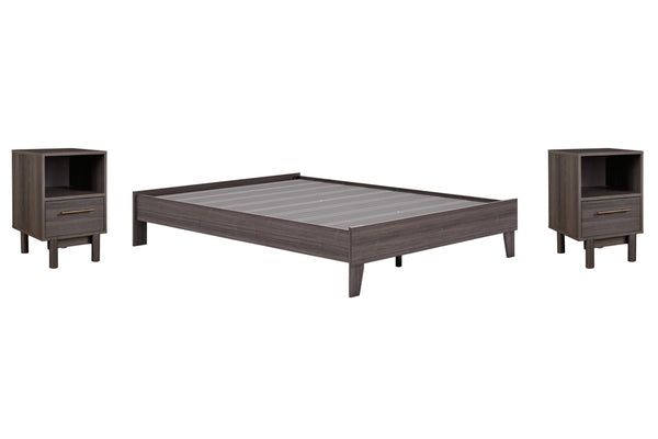 ASHLEY FURNITURE PKG012224 Queen Platform Bed With 2 Nightstands