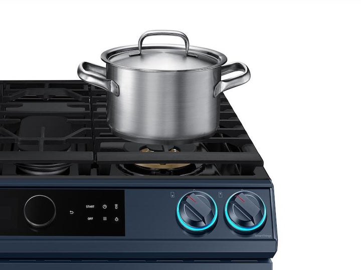 SAMSUNG NX60A8711QN Bespoke Smart Slide-in Gas Range 6.0 cu. ft. with Smart Dial, Air Fry & Wi-Fi in Navy Steel