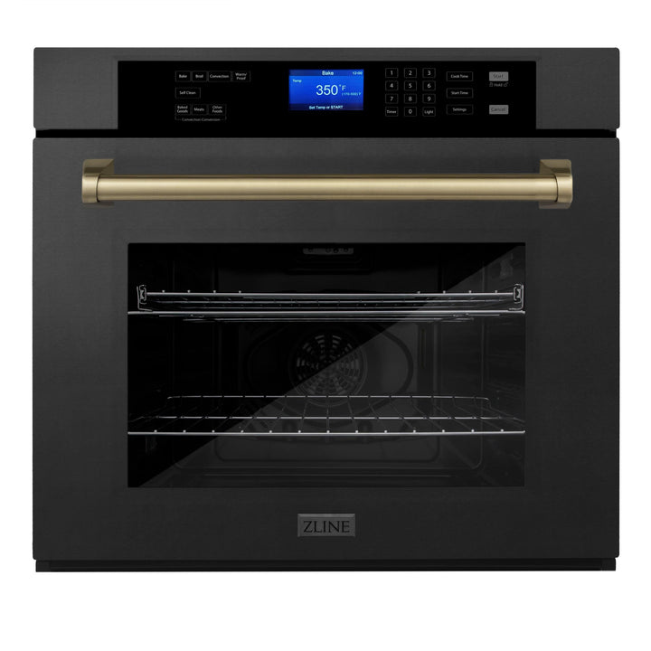 ZLINE KITCHEN AND BATH AWSZ30BSG ZLINE 30" Autograph Edition Single Wall Oven with Self Clean and True Convection in Black Stainless Steel Color: Gold