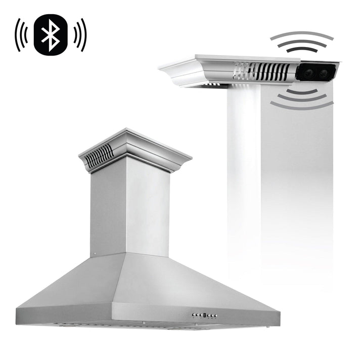 ZLINE KITCHEN AND BATH KL3CRNBT30 ZLINE Wall Mount Range Hood In Stainless Steel With Built-In CrownSound R Bluetooth Speakers Size: 30 inch