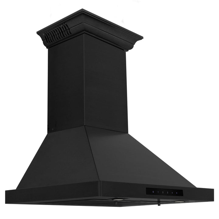 ZLINE KITCHEN AND BATH BSKBNCRNBT24 ZLINE Wall Mount Range Hood in Black Stainless Steel with Built-in CrownSound R Bluetooth Speakers Size: 24 Inch