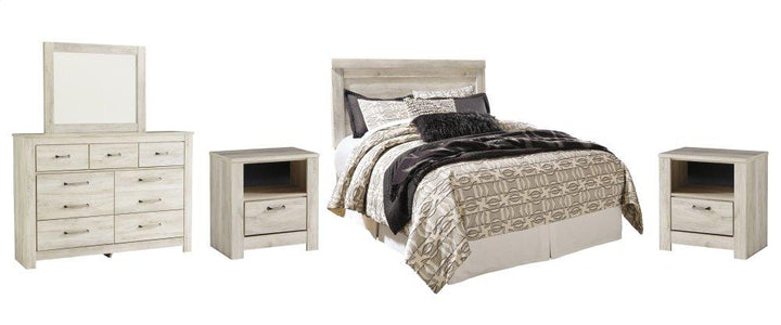 ASHLEY FURNITURE PKG004638 Queen Panel Headboard With Mirrored Dresser and 2 Nightstands