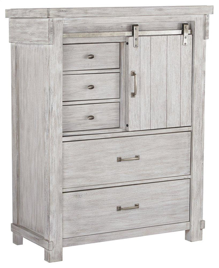 ASHLEY FURNITURE PKG006772 King Panel Bed With Mirrored Dresser, Chest and Nightstand