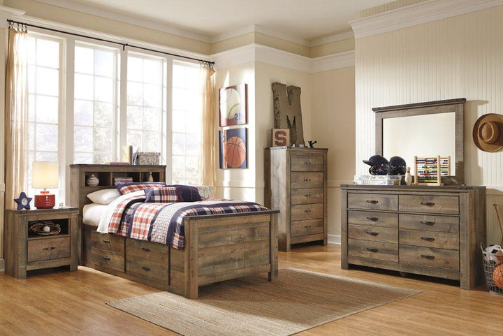 ASHLEY FURNITURE PKG005170 Twin Bookcase Bed With 2 Storage Drawers With Mirrored Dresser