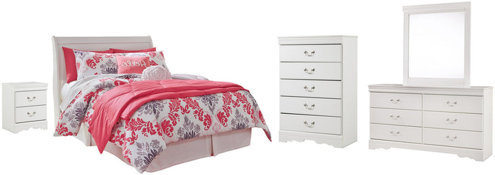 ASHLEY FURNITURE PKG002575 Full Sleigh Headboard With Mirrored Dresser, Chest and Nightstand