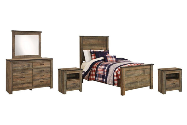 ASHLEY FURNITURE PKG005177 Twin Panel Bed With Mirrored Dresser and 2 Nightstands