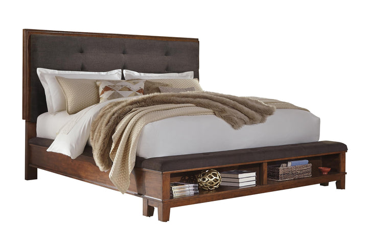ASHLEY FURNITURE PKG000108 Queen Upholstered Panel Bed With Mirrored Dresser