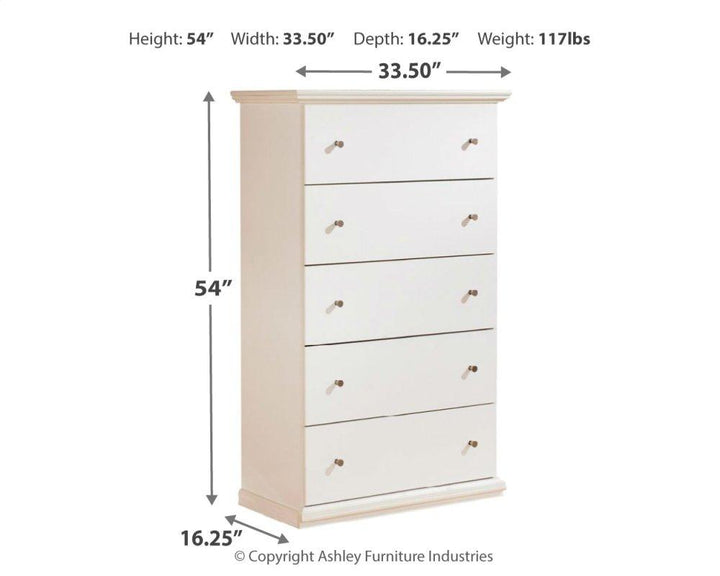 ASHLEY FURNITURE PKG007418 King Panel Bed With Mirrored Dresser and Chest