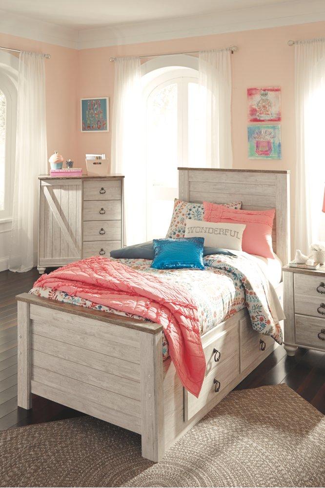 ASHLEY FURNITURE B267B21 Willowton Twin Panel Bed With 2 Storage Drawers