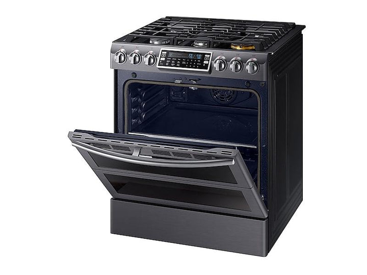 SAMSUNG NX58K9850SG 5.8 cu. ft. Slide-In Gas Range with Flex Duo TM & Dual Door in Black Stainless Steel