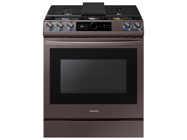 SAMSUNG NX60T8711ST Bespoke Smart Slide-in Gas Range 6.0 cu. ft. with Smart Dial, Air Fry & Wi-Fi in Tuscan Steel