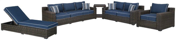 ASHLEY FURNITURE PKG008828 Outdoor Sofa and Loveseat With 2 Lounge Chairs and End Table