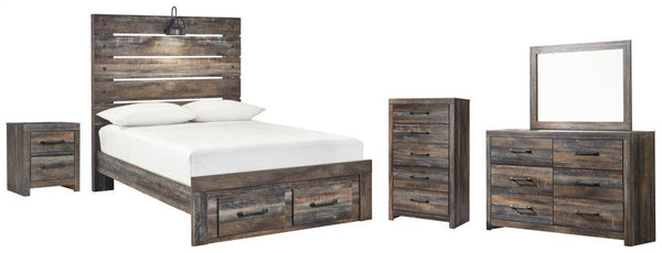 ASHLEY FURNITURE PKG003373 Full Panel Bed With 2 Storage Drawers With Mirrored Dresser, Chest and Nightstand