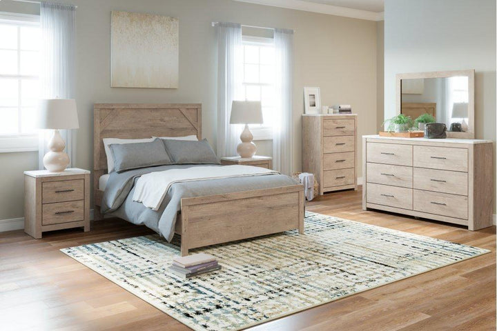 ASHLEY FURNITURE PKG009399 Full Panel Bed With Mirrored Dresser, Chest and 2 Nightstands