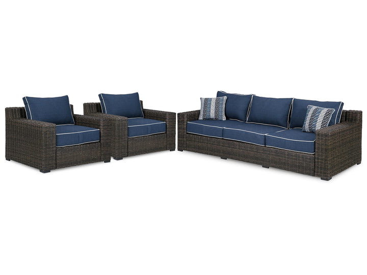 ASHLEY FURNITURE PKG014575 Outdoor Sofa With 2 Lounge Chairs