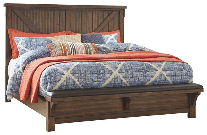 ASHLEY FURNITURE PKG006341 California King Panel Bed With Upholstered Bench With Mirrored Dresser