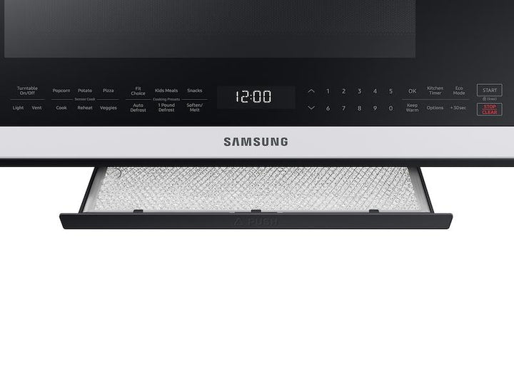 SAMSUNG ME21B706B12 Bespoke Over-the-Range Microwave 2.1 cu. ft. with Sensor Cooking in White Glass