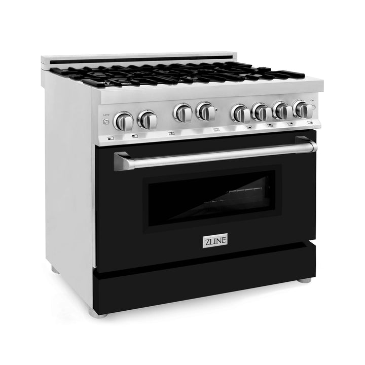 ZLINE KITCHEN AND BATH RG36 ZLINE 36" Professional 4.6 cu. ft. 6 Gas on Gas Range in Stainless Steel with Color Door Options Color: Stainless Steel