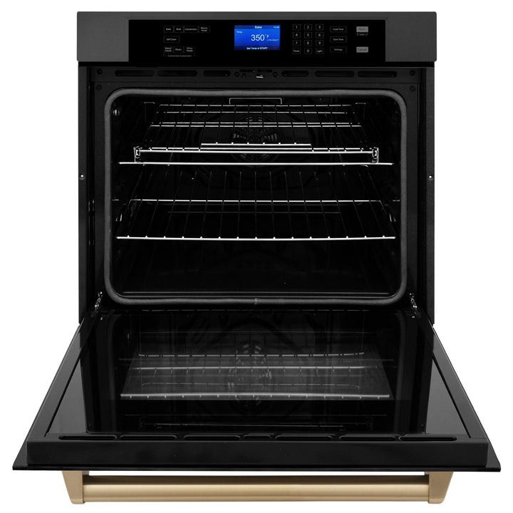 ZLINE KITCHEN AND BATH AWSZ30BSG ZLINE 30" Autograph Edition Single Wall Oven with Self Clean and True Convection in Black Stainless Steel Color: Gold