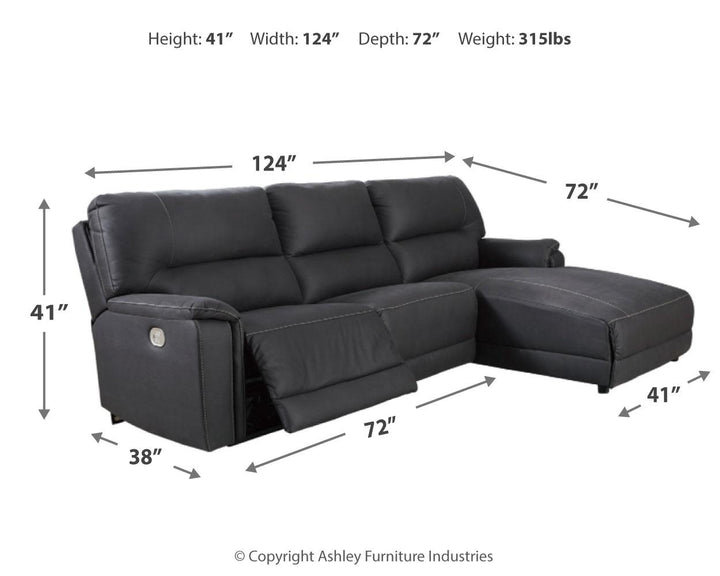 ASHLEY FURNITURE 78606S1 Henefer 3-piece Power Reclining Sectional With Chaise