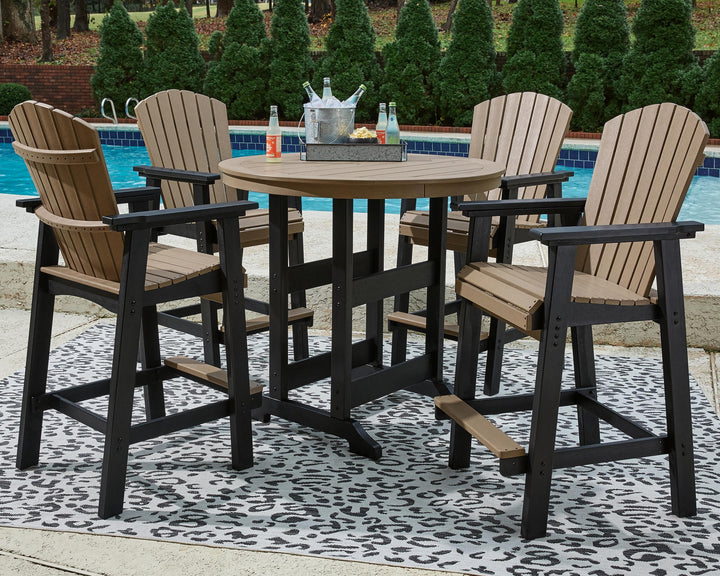 ASHLEY FURNITURE PKG009513 Outdoor Bar Table and 4 Barstools