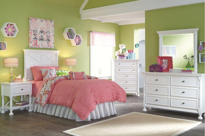 ASHLEY FURNITURE PKG005284 Twin Panel Headboard With Mirrored Dresser and 2 Nightstands