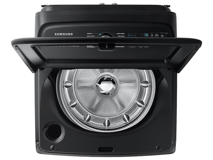 SAMSUNG WA51A5505AV 5.1 cu. ft. Smart Top Load Washer with ActiveWave TM Agitator and Super Speed Wash in Brushed Black